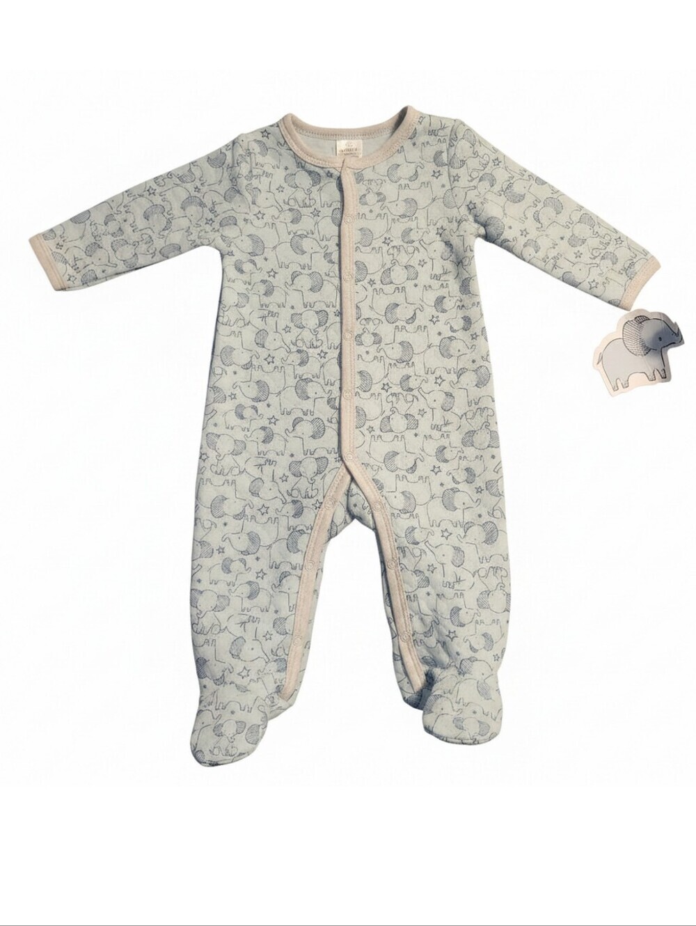 🔥5/$25🔥NEW Baby Blue Elephant One-Piece - Soft Long-Sleeve Footed Pajamas
